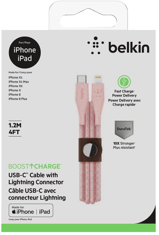 BELKIN USB-kabel - Lightning 1 m verdraaid Roze (CAA001bt2MWH)