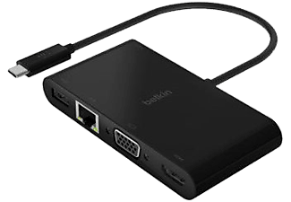 BELKIN Adaptateur USB-C vers HDMI-VGA-Ethernet-USB 3.0 4K + Power (USB-C) 100W Noir (AVC004BTBK)