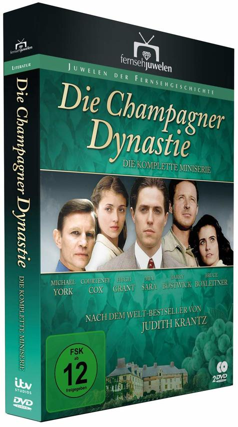 DVD-Box für die Serie "Die Champagner Dynastie" mit Schauspielerporträts und Titel.