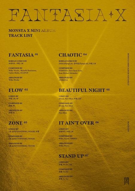 Goudkleurige album tracklist met songtitels, teksten en componisteninformatie.