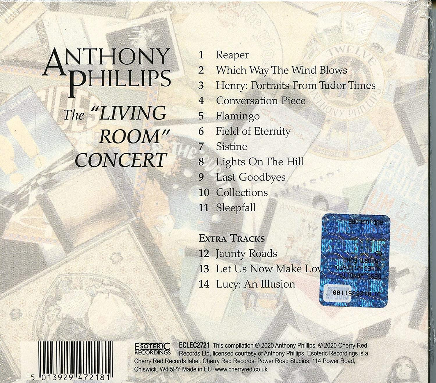 Albumcover mit Text und einem Aufkleber. Der Albumtitel lautet "The Living Room Concert".