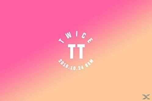 Rózsaszín és narancssárga színátmenetes háttér a 'TWICE TT' és '2016.10.24 8AM' szöveggel.