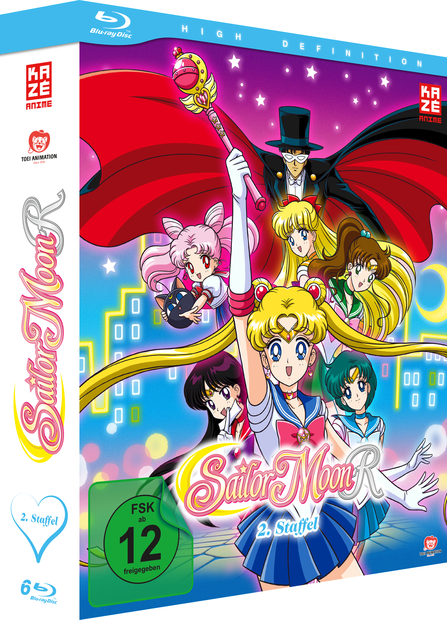 DVD-Cover von 'Sailor Moon R'. Charaktere sind abgebildet. Text: '2. Staffel' und FSK 12.