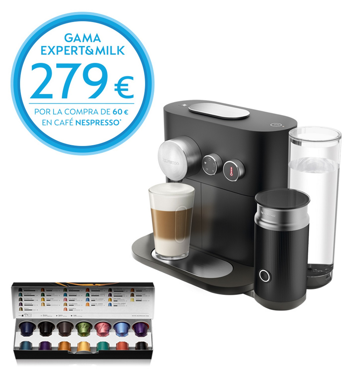 Cafetera de cápsulas - Nespresso® Krups XN 6018 EXPERT + Aeroccino, 19 bares, Bluetooth, 1260W, Negro