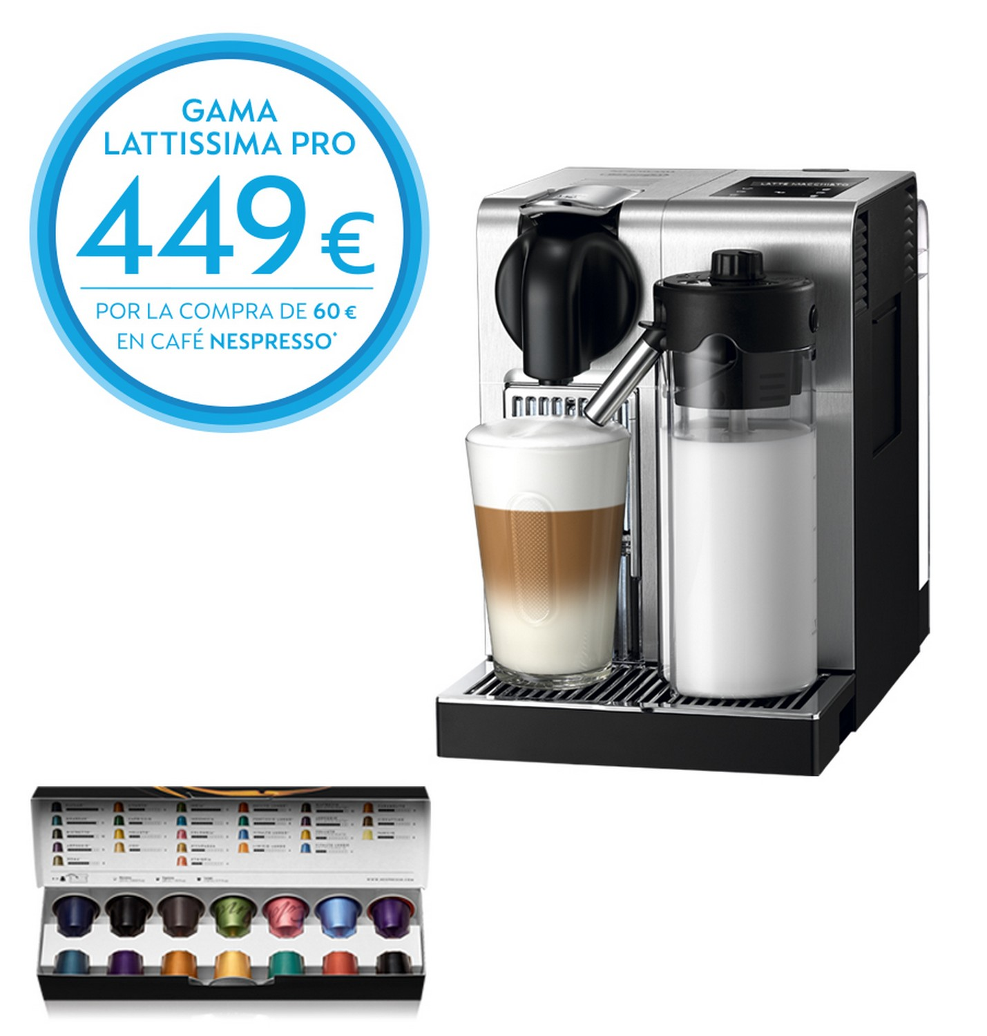 Cafetera de cápsulas - Nespresso De Longhi EN750 MB LATISSIMA PRO Presión de 19 bares,