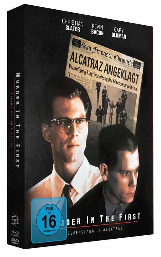 DVD-Box-Art für 'Murder in the First' mit Christian Slater und Kevin Bacon.