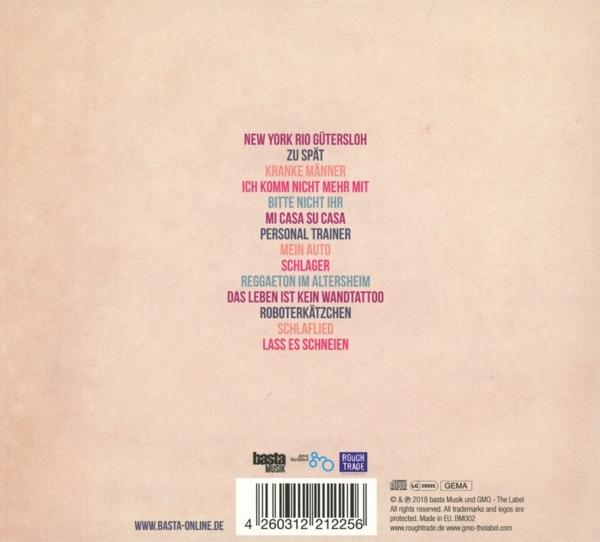 Rückseite des Albums mit Titelliste. Künstler- und Albumdetails werden angezeigt. Der Hintergrund ist rosa.