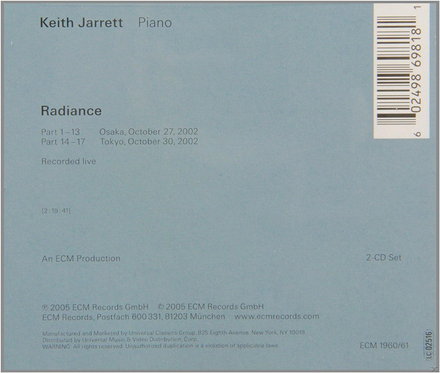 CD borító szöveggel: Keith Jarrett, Radiance és egy vonalkód.