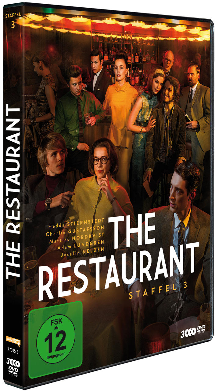 DVD-Box für eine Serie namens The Restaurant. Leute stehen an einer Bar.