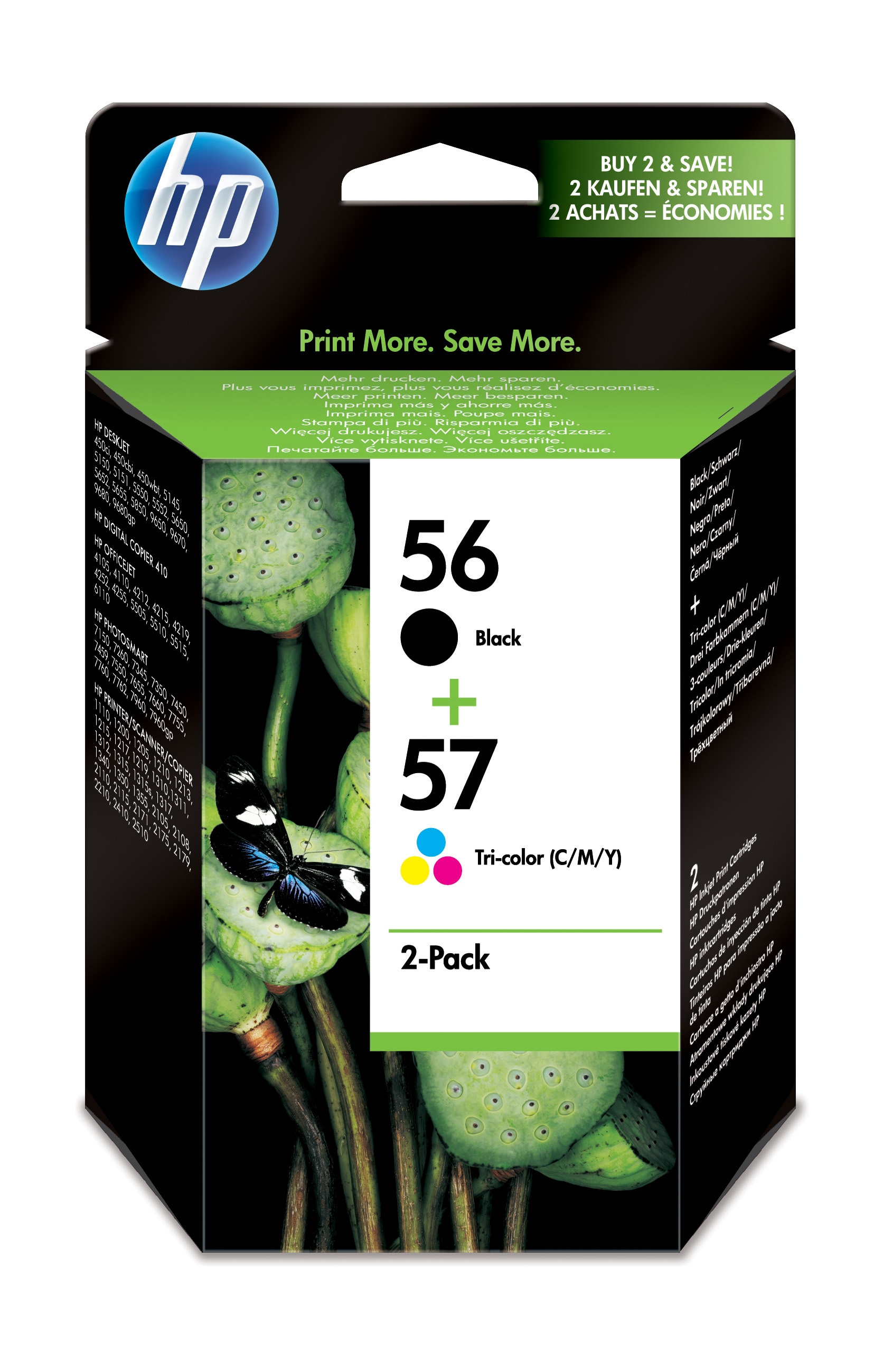 Cartucho de tinta - HP 56/57 Combo 2 Pack, Negro y Tricolor, SA342AE