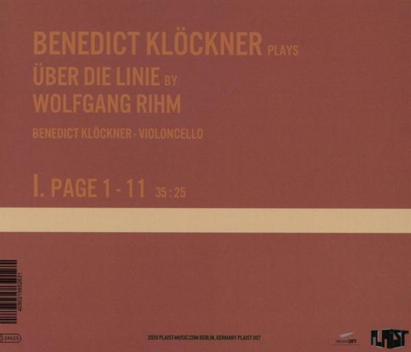 Albumcover: Text auf braunem Hintergrund, Benedict Klöckner spielt Über Die Linie.