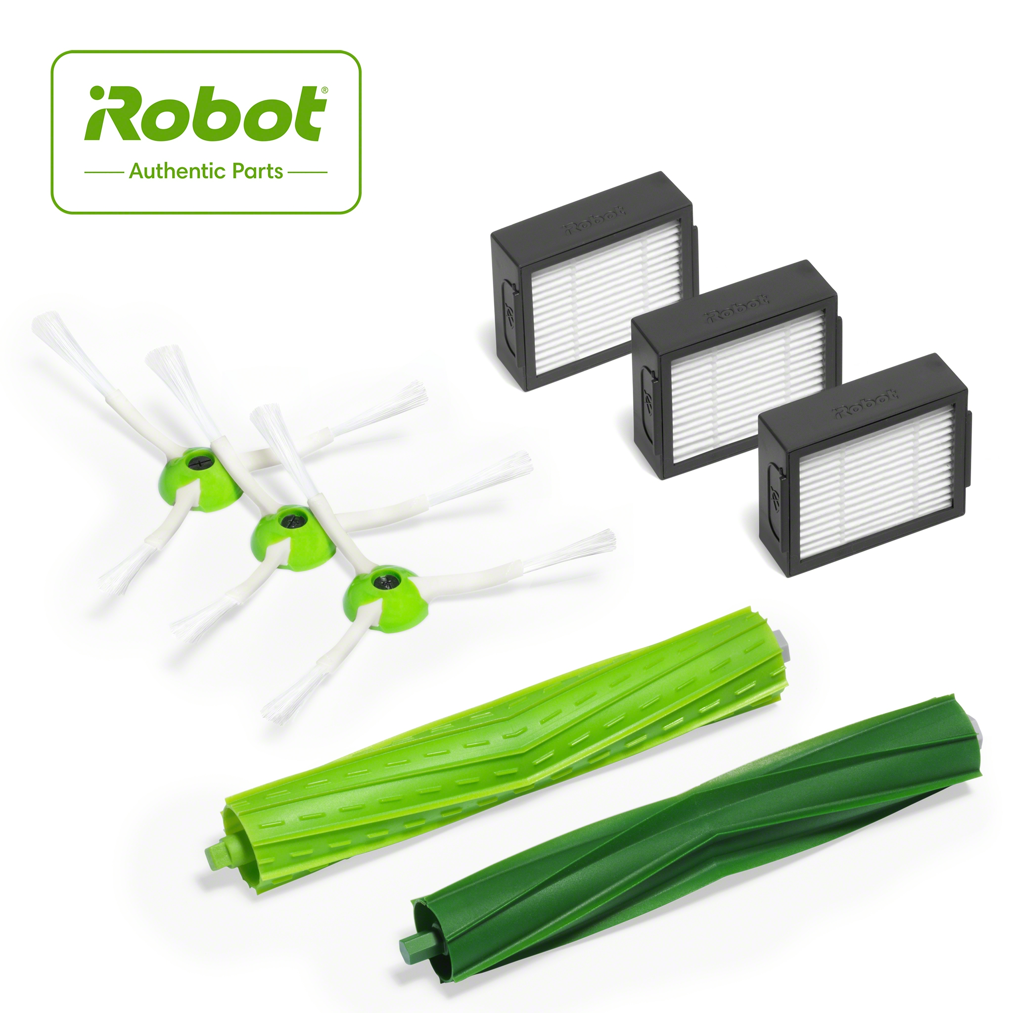 Kit Accesorios De repuesto irobot para serie y eerie piezas roomba recambios 3 filtros alta cepillos esquinas bordes 1 juego goma superficies verde e5 aspirador originales 4624878 suministro