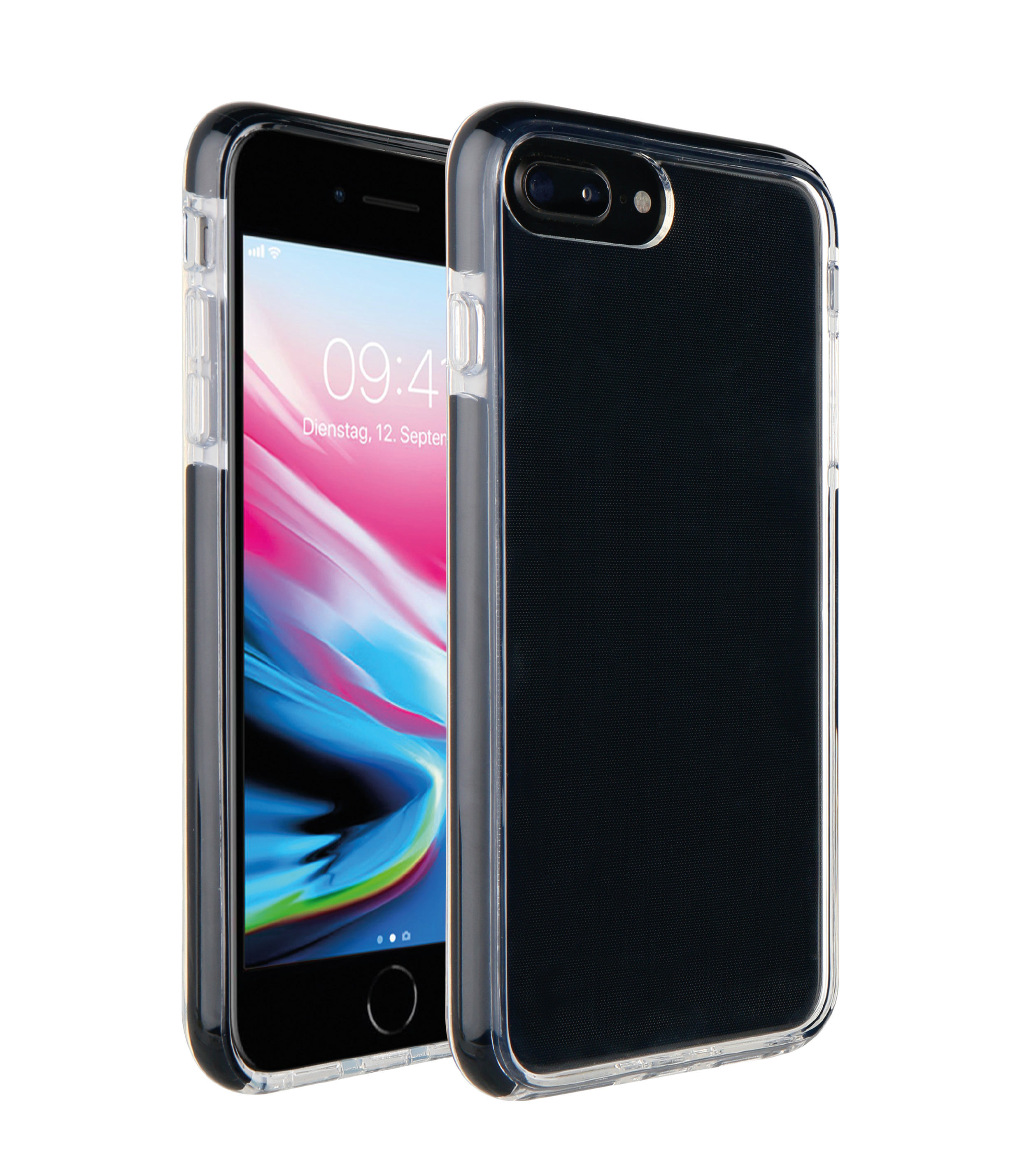 VIVANCO 61218 Rock Solid, Backcover, iPhone 6S Transparent/Schwarz iPhone 7, Plus, Apple, 8, iPhone
