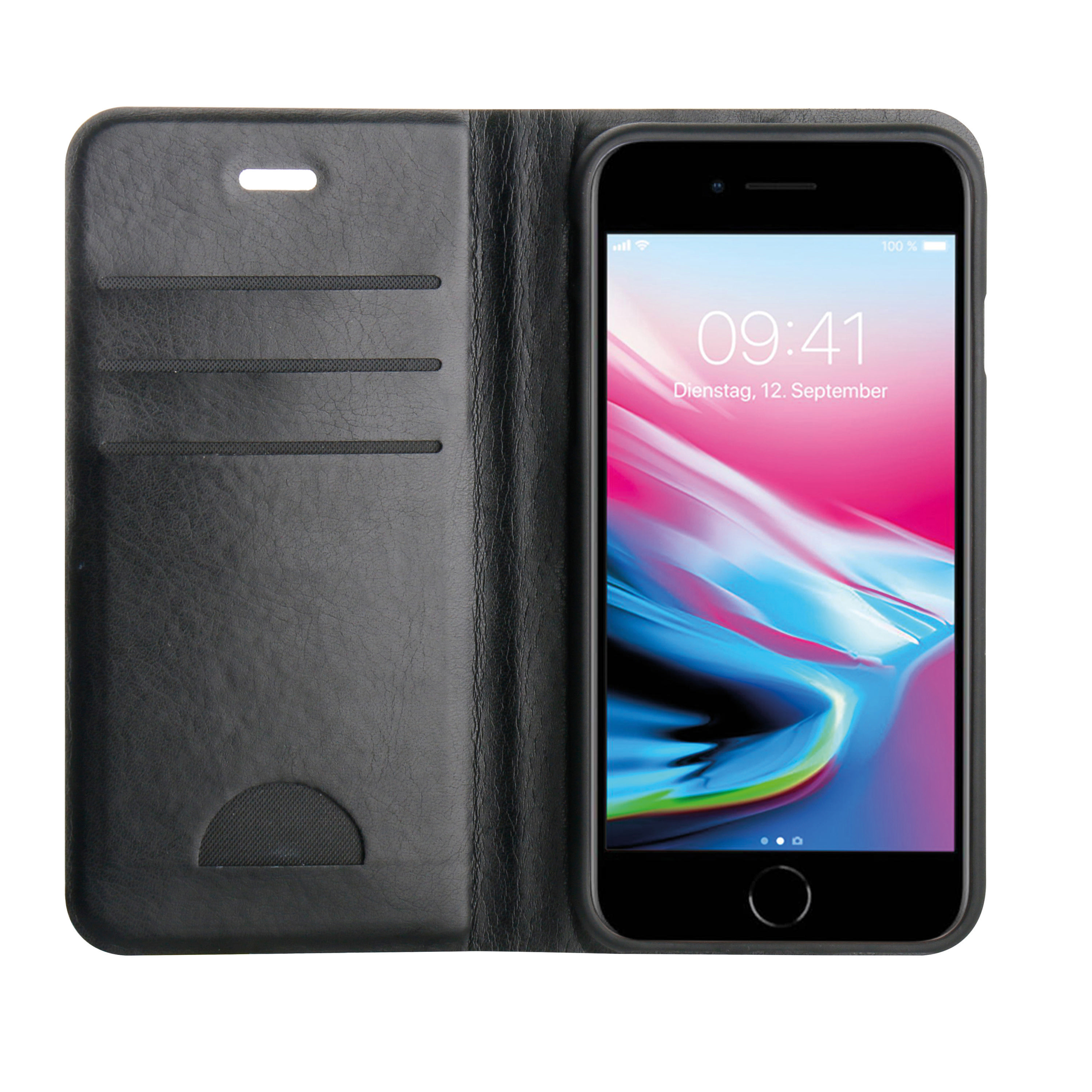 Wallet, VIVANCO 6s iPhone iPhone Schwarz Apple, 8, 7, iPhone Premium Bookcover, Plus, 61219