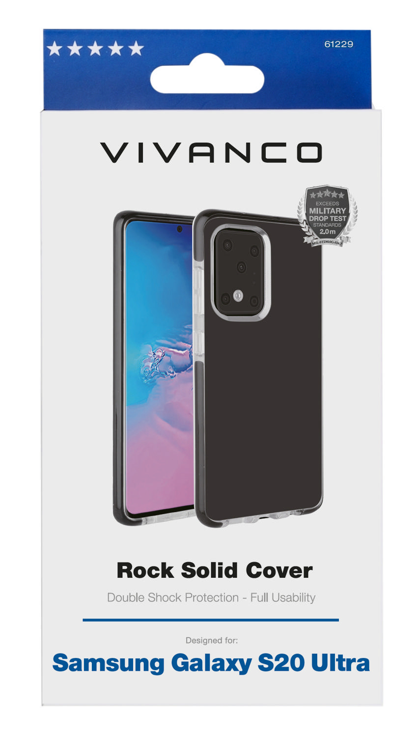 Rock Galaxy Transparent/Schwarz Samsung, Ultra, Solid, S20 61229 Backcover, VIVANCO