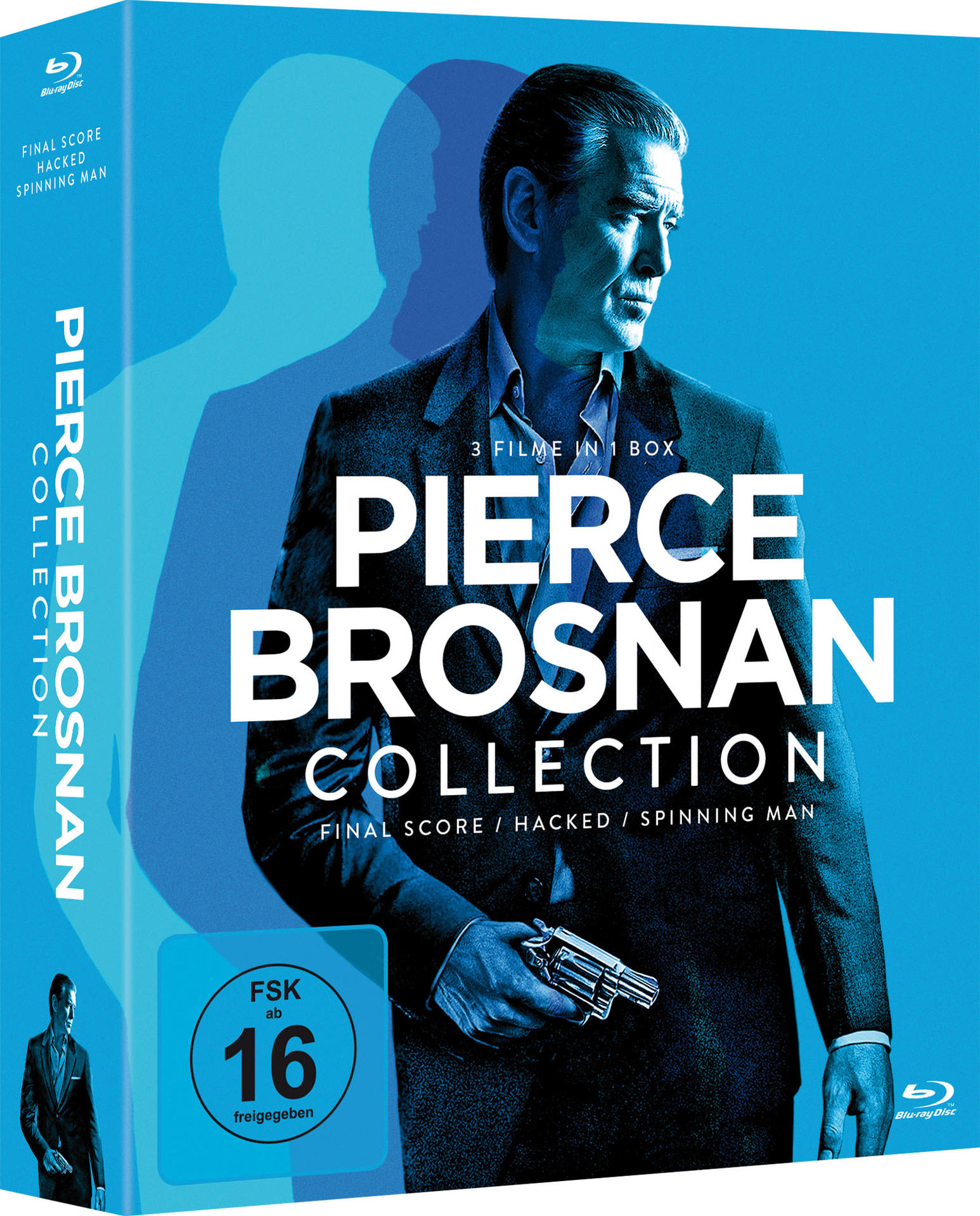Blu-ray-Filmhülle mit Pierce Brosnan auf dem Cover. Titel: Pierce Brosnan Collection.