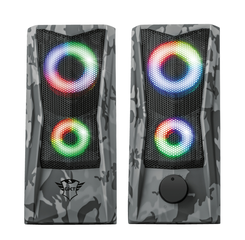 Altavoces para PC - Trust GXT 606 JAVV, 12 W, 2.0, Iluminación RGB, USB, Camuflaje