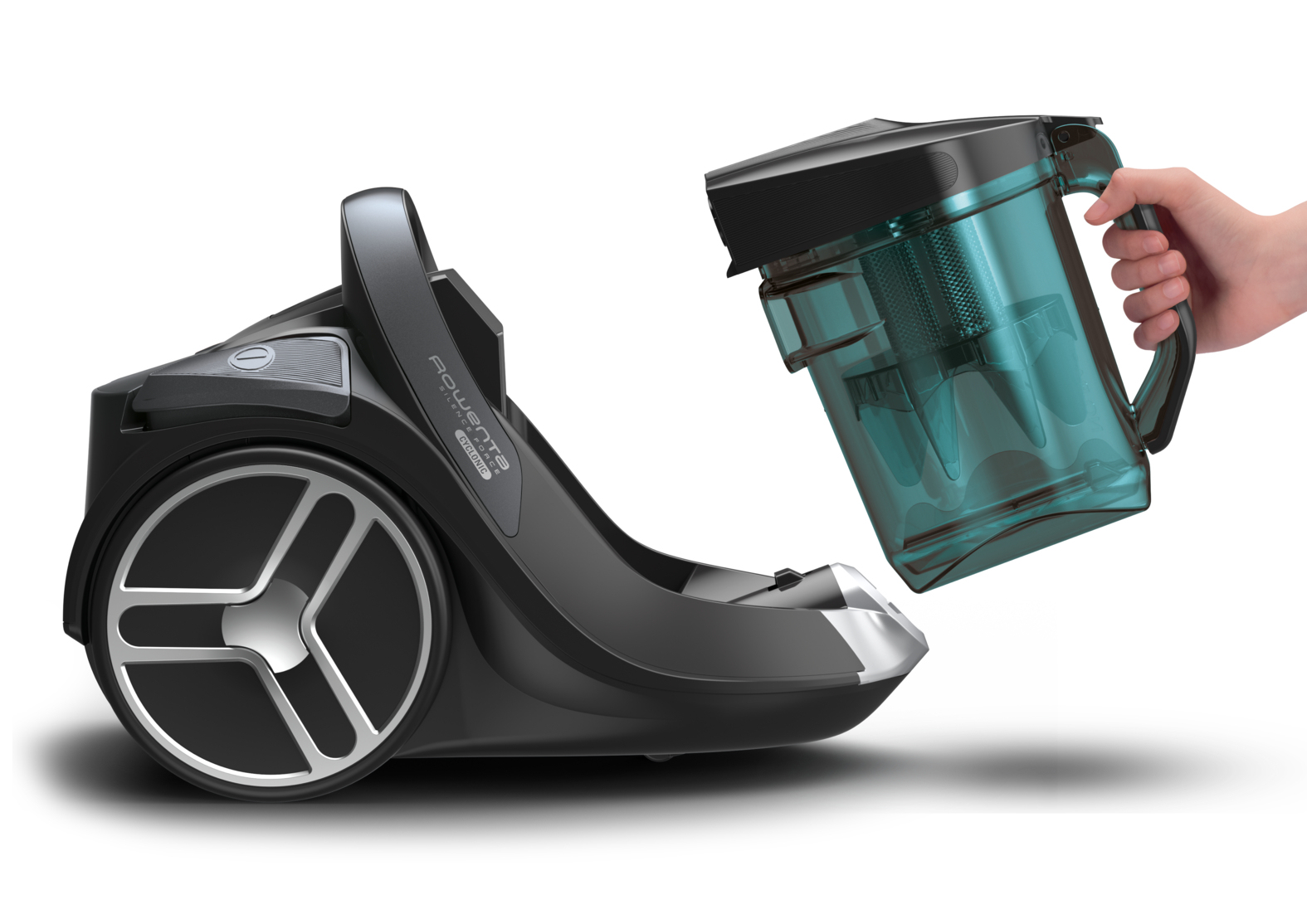 Aspirador sin bolsa - Rowenta Silence Force Cyclonic RO7212, 550W, 69dB, 2.5 l, Azul