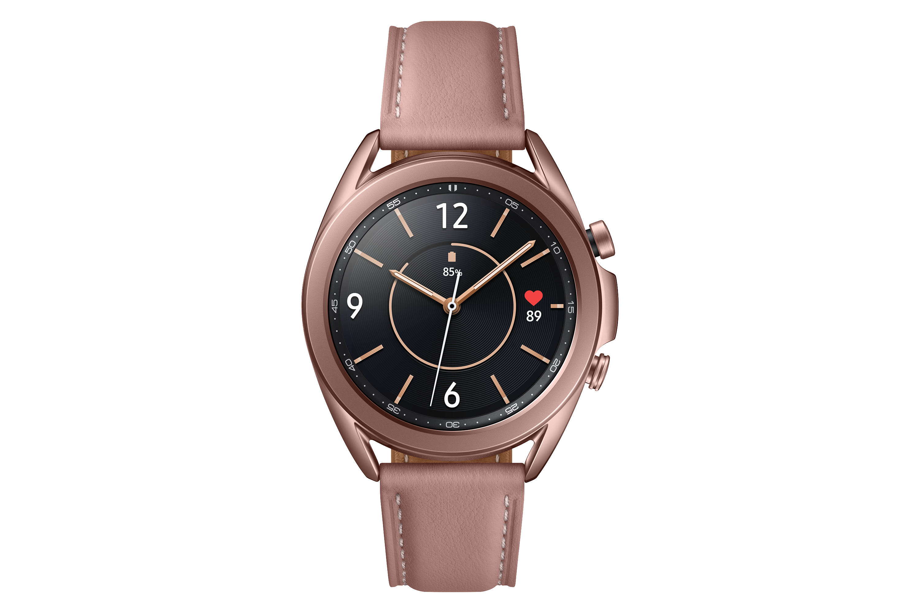 SAMSUNG Galaxy Watch 3 41 mm Bluetooth Smartwatch Edelstahl Echtleder, Größe S/M (130-190 mm), Mystic Bronze/Pink