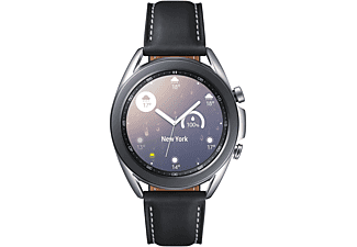 SAMSUNG Galaxy Watch 3 41 mm Bluetooth Smartwatch Edelstahl Echtleder, Größe S/M (130 - 190 mm), Mystic Silver/Black