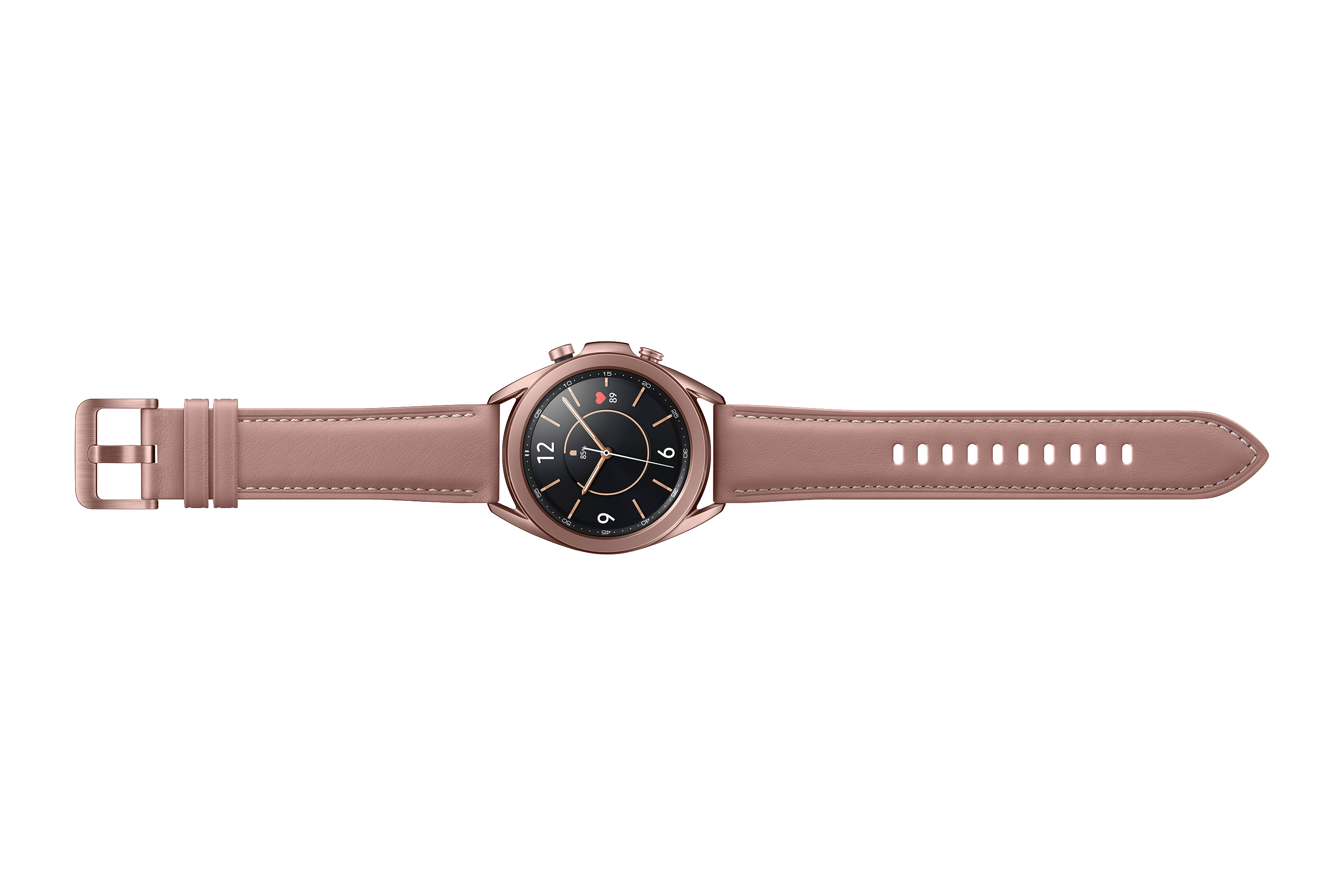 SAMSUNG Galaxy Watch 3 41 mm Bluetooth Smartwatch Edelstahl Echtleder, Größe S/M (130-190 mm), Mystic Bronze/Pink