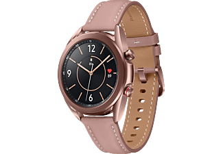 SAMSUNG Galaxy Watch 3 41 mm LTE & Bluetooth Smartwatch Edelstahl Echtleder, Größe S/M (130 - 190 mm), Mystic Bronze/Pink