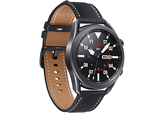 SAMSUNG Galaxy Watch 3 45 mm LTE & Bluetooth Smartwatch Edelstahl Echtleder, Größe M/L (145 - 205 mm), Mystic Black/Black
