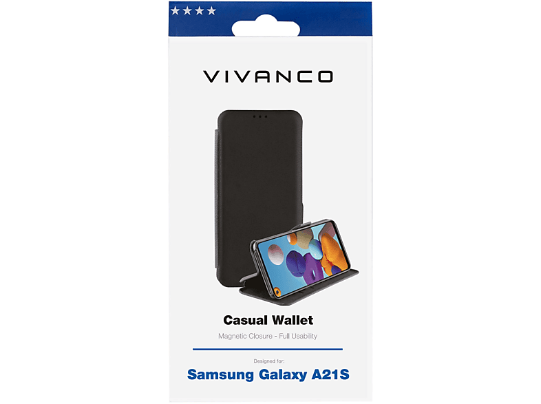 Thumbnail - VIVANCO 61749 Casual Wallet, Bookcover, Samsung, Galaxy A21S, Schwarz
