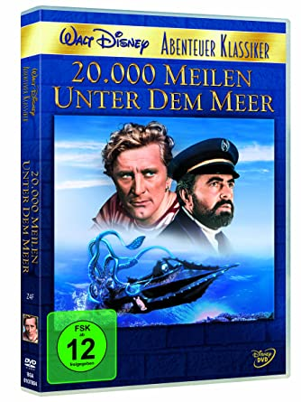 Filmcover von '20.000 Meilen unter dem Meer'. Es zeigt Schauspieler und ein U-Boot.