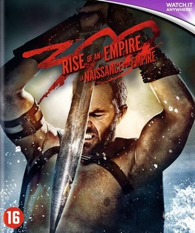 Een man met een zwaard, "300: Rise of an Empire" logo.