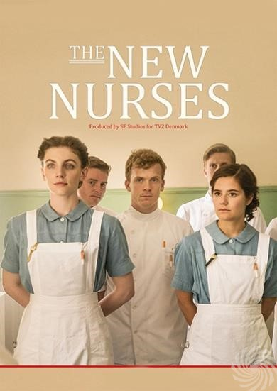 Poster voor 'The New Nurses'. Zes mensen in een ziekenhuisomgeving, uniformen dragend.