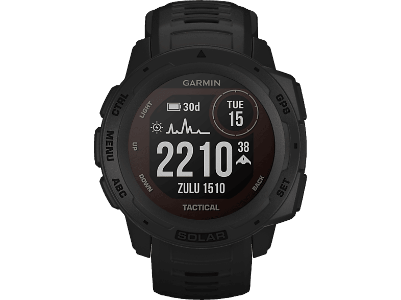 Smartwatch GARMIN Instinct Solar Smartwatch Faserverstärktes Polymer  Silikon, 132 | 224 mm (45 x 45 x 15.3 mm), Schwarz - MediaMarkt