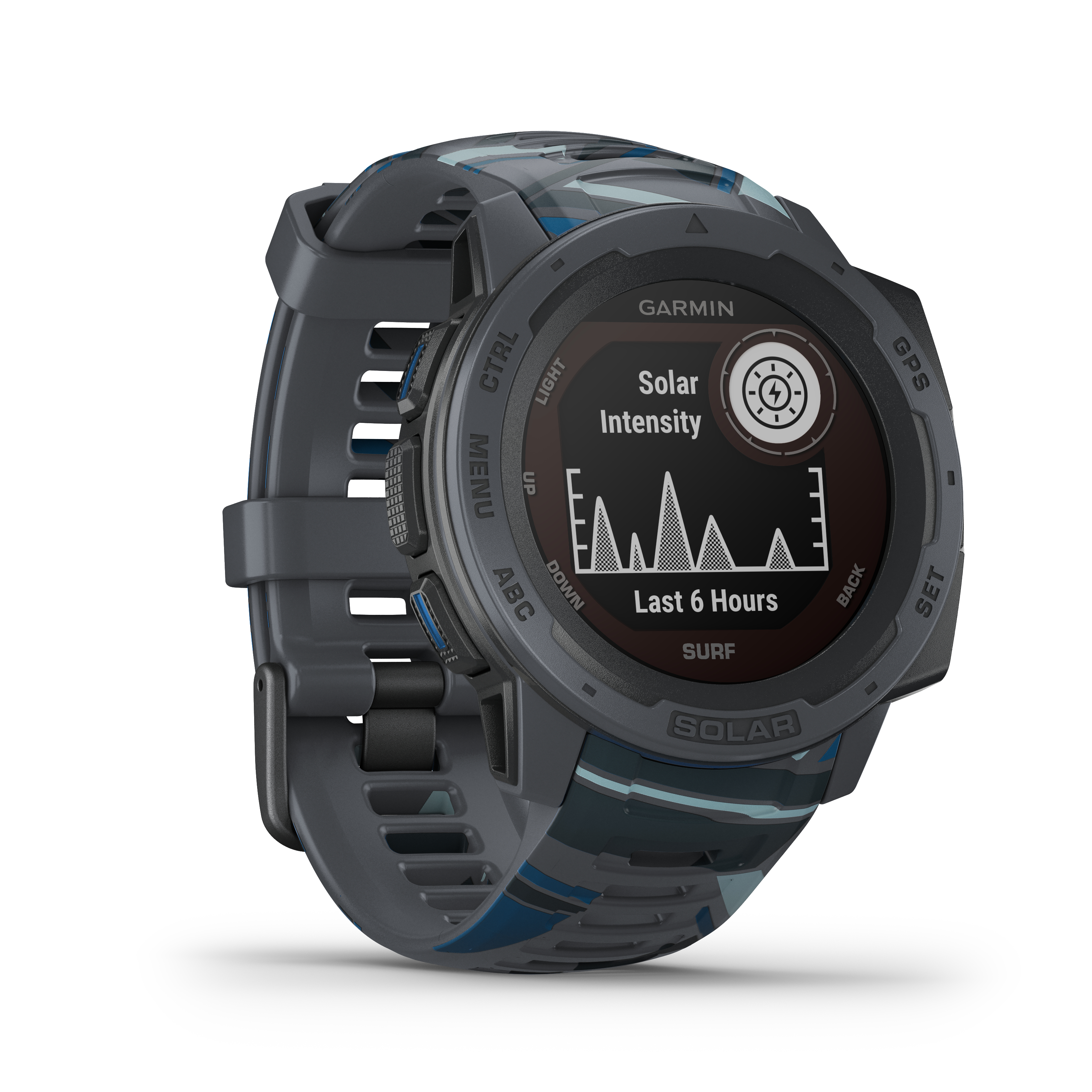 GARMIN Instinct Solar Smartwatch Faserverstärktes Polymer Silikon, 132 - 224 mm (45 x 45 x 15.3 mm), Pipeline