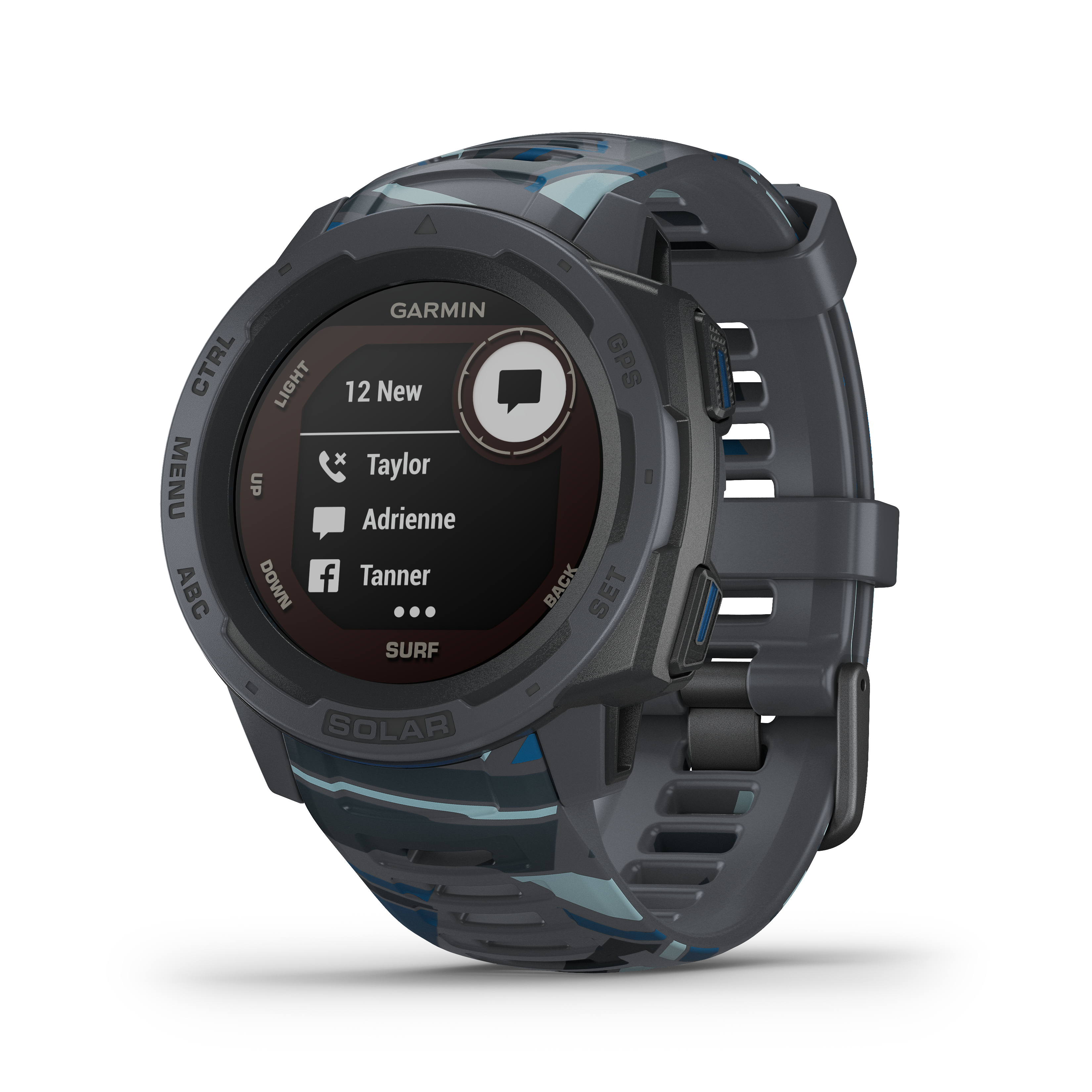 GARMIN Instinct Solar Smartwatch Faserverstärktes Polymer Silikon, 132 - 224 mm (45 x 45 x 15.3 mm), Pipeline