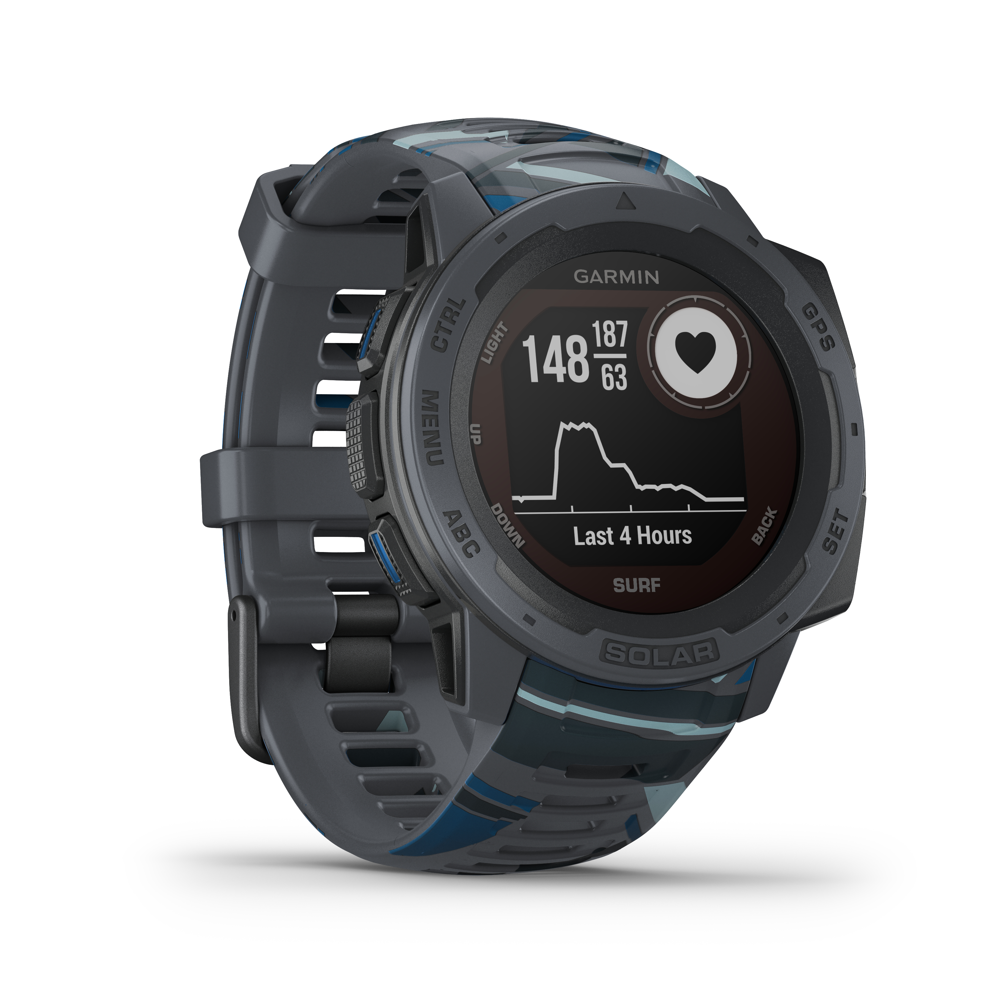 GARMIN Instinct Solar Smartwatch Faserverstärktes Polymer Silikon, 132 - 224 mm (45 x 45 x 15.3 mm), Pipeline