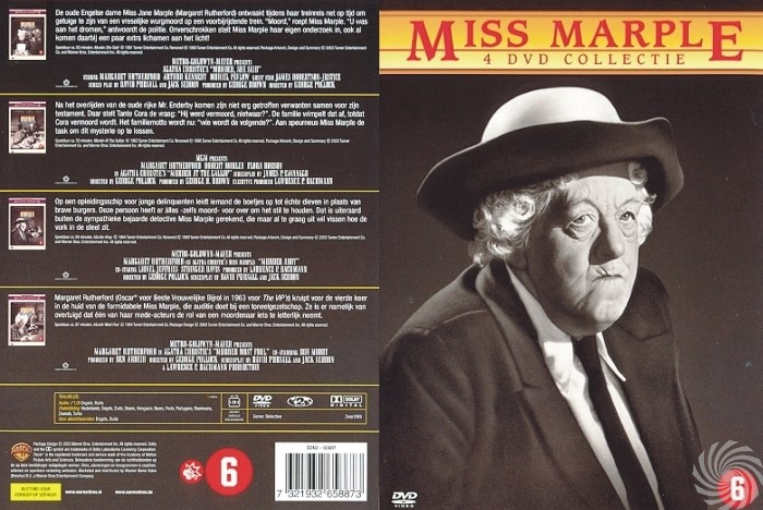 DVD boxset van "Miss Marple" met Margaret Rutherford op de cover en tekst.