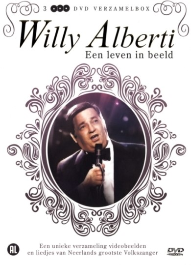 DVD-hoes met Willy Alberti, een zanger, in smoking, met microfoon. De titel 'Willy Alberti' is prominent.
