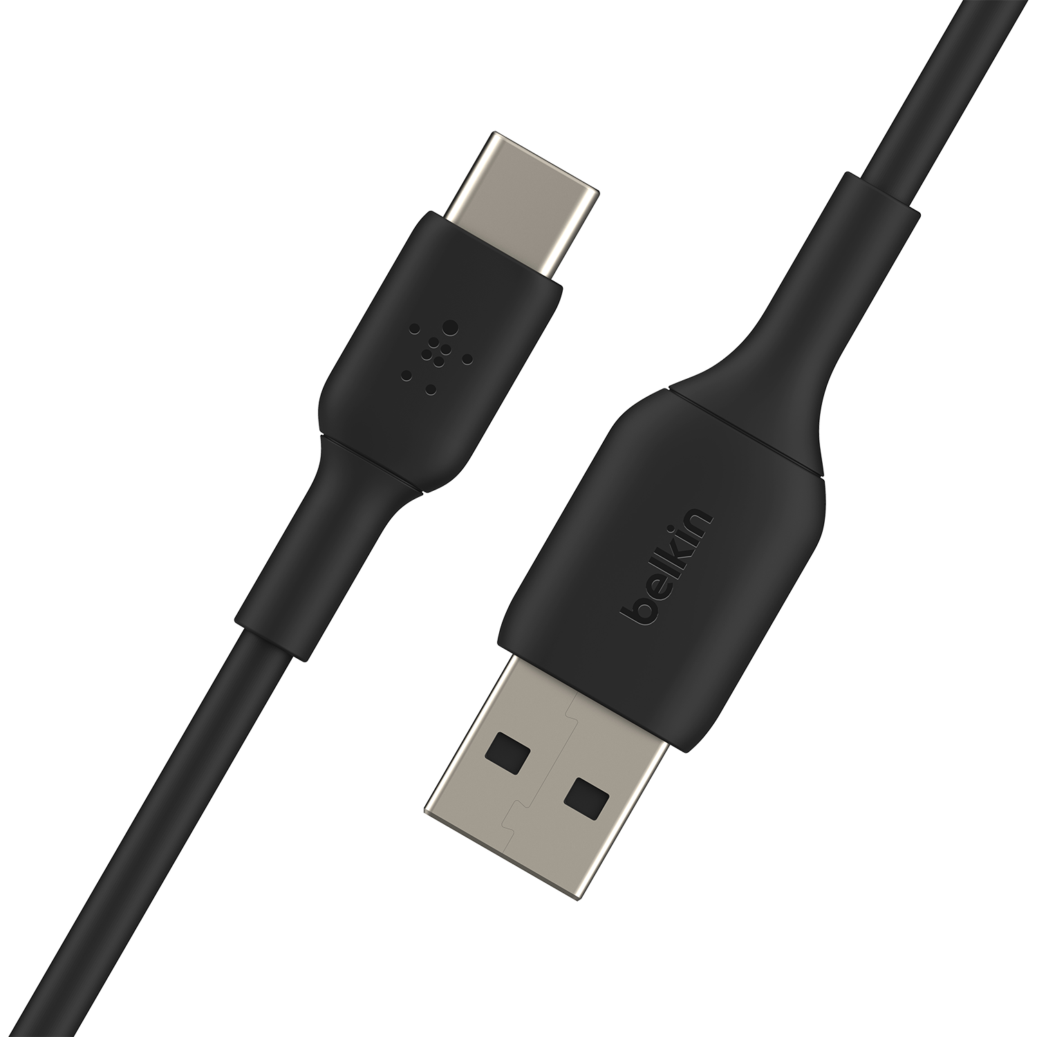Zwarte Belkin USB-kabel met connectoren.