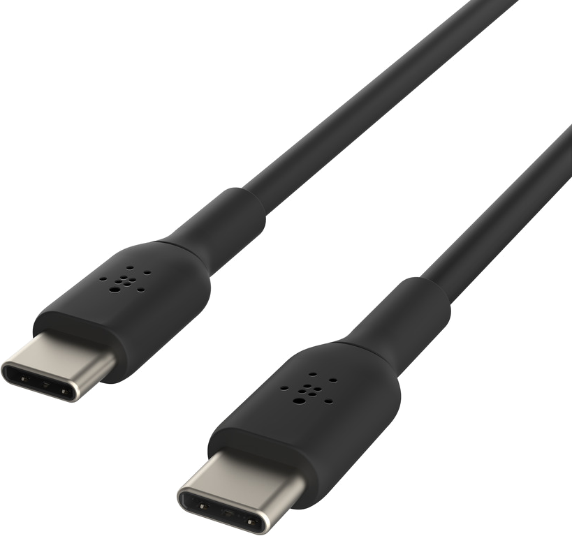 Black USB-C to USB-C cable with two connectors.
