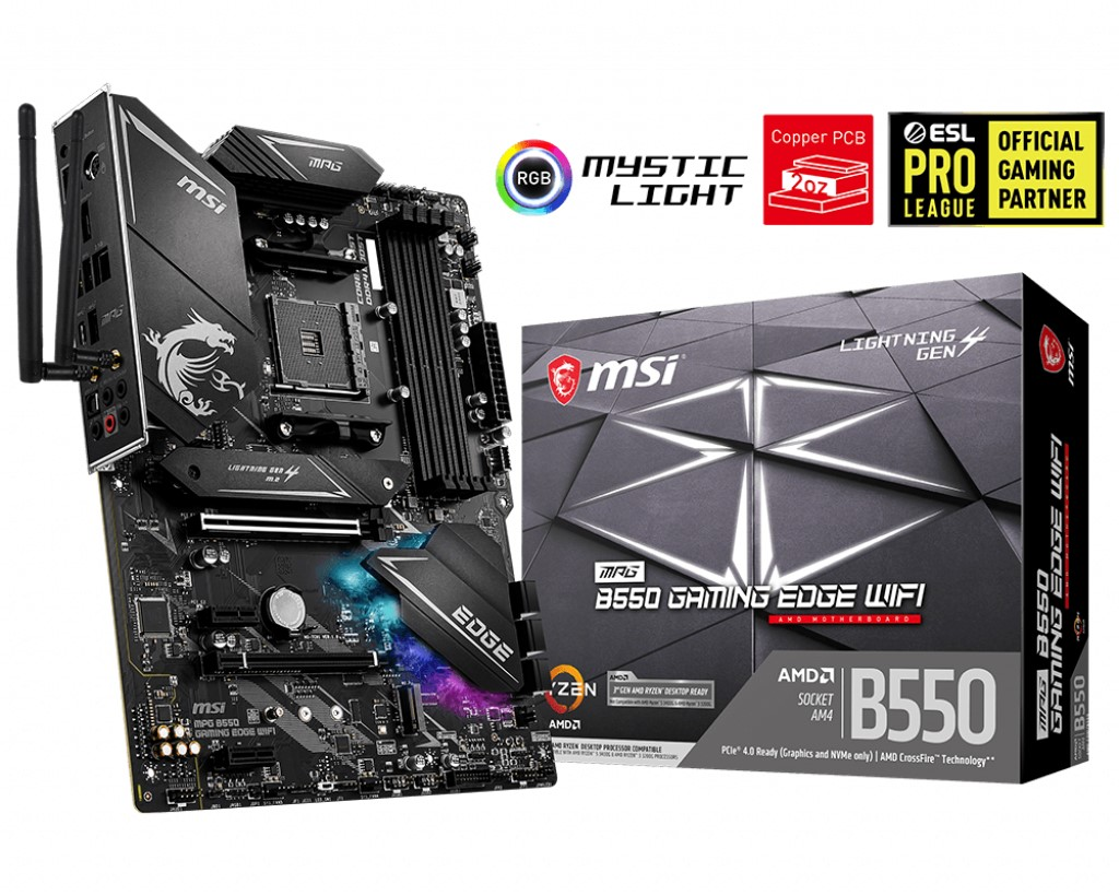 MSI MPG B550 Gaming Edge AM4 DDR4 5100(OC) HDMI DP M.2 USB3.2 WIFI RGB ATX Anakart