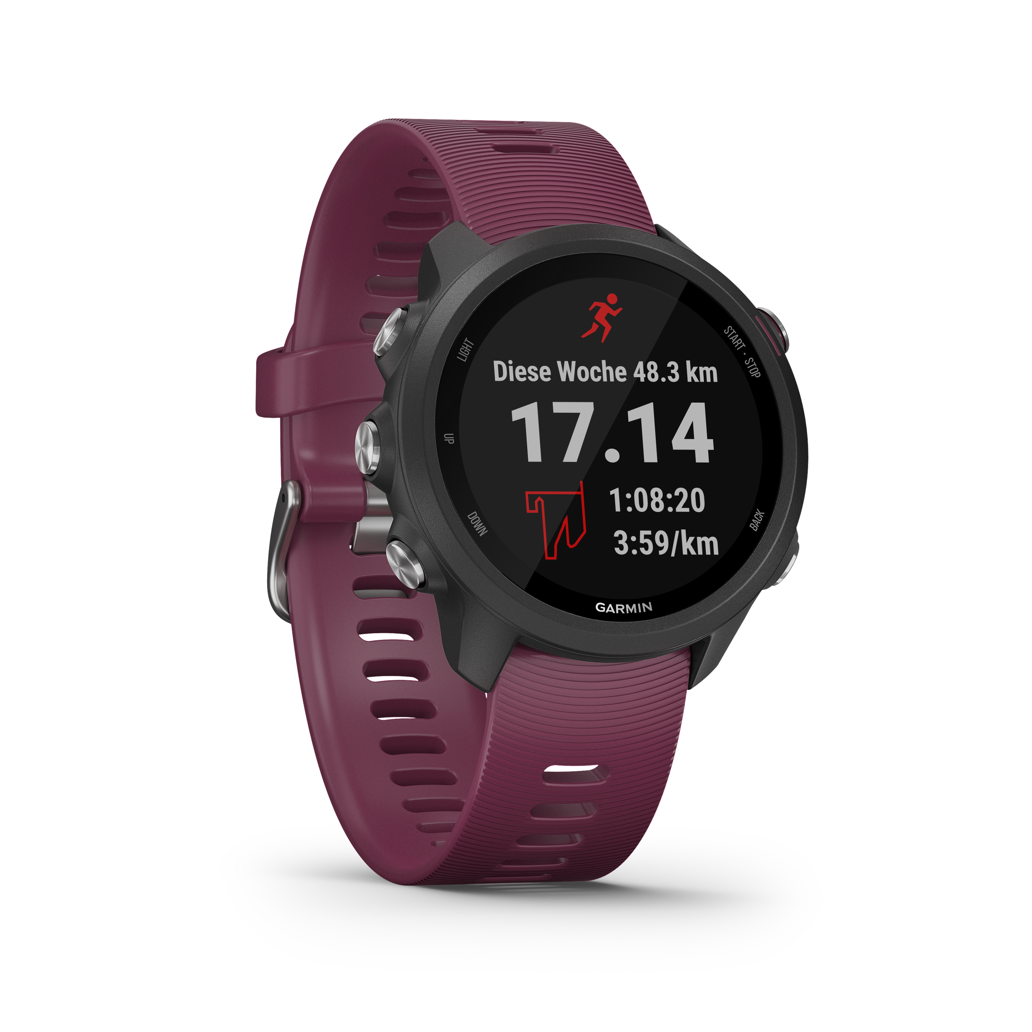 GARMIN Forerunner 245, Smartwatch, 127-204mm Handegelenkumfang, Schwarz/Dunkelrot