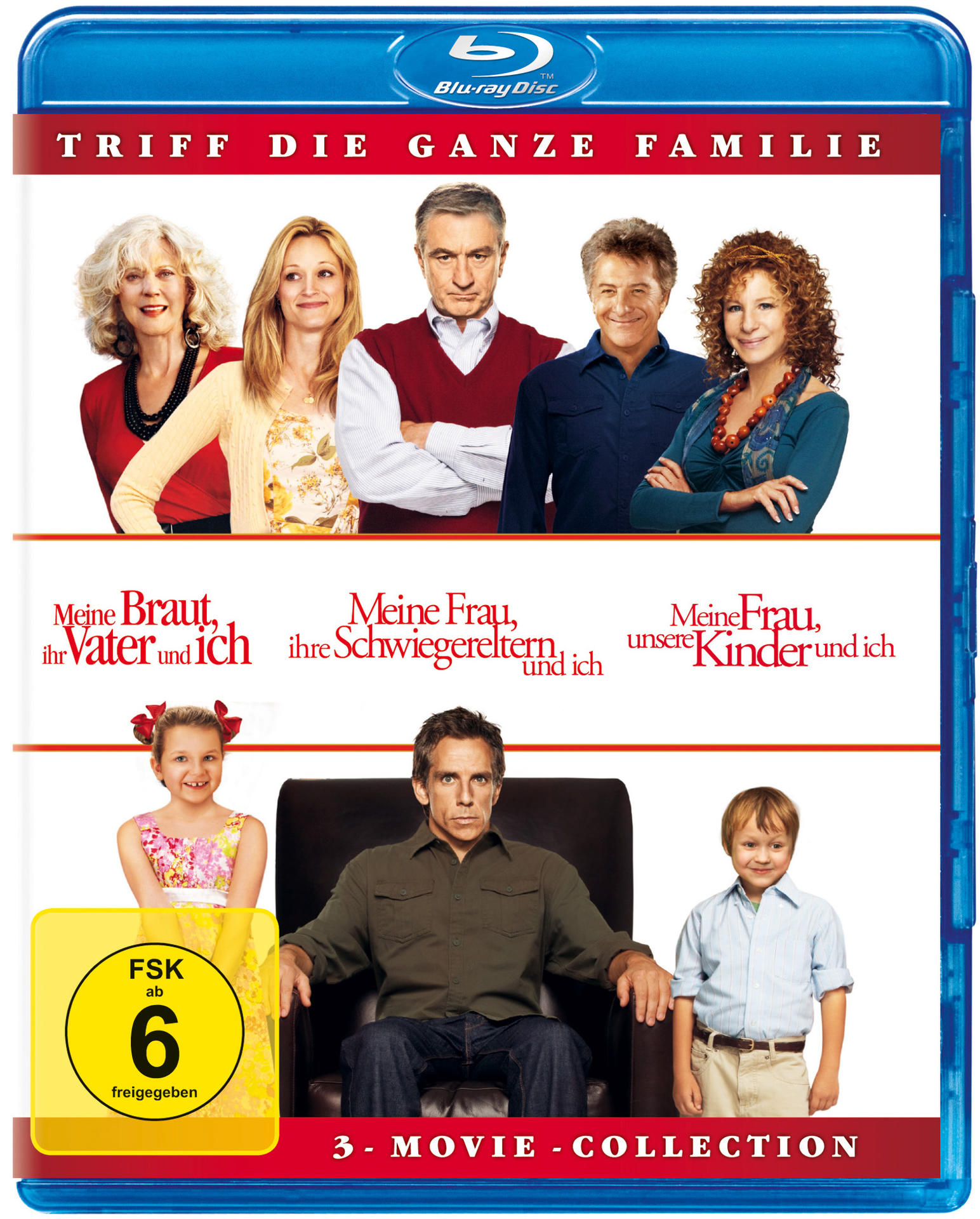 Filmcover mit sechs Personen und dem Titel. Das Cover ist blau.