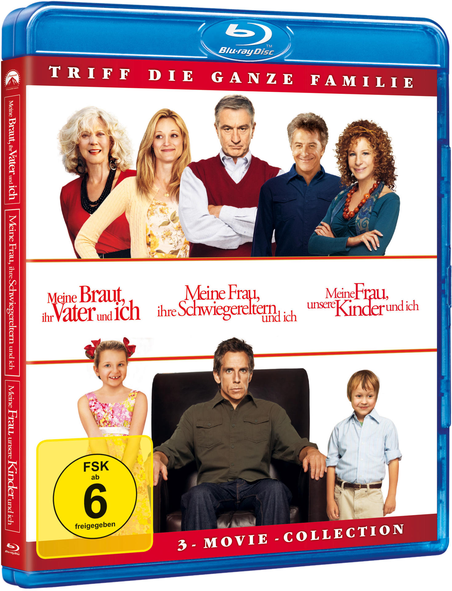 Blu-ray-Disc-Box mit dem Filmtitel 'Meine Braut, ihr Vater und ich' in Deutsch, mit Fotos der Schauspieler.