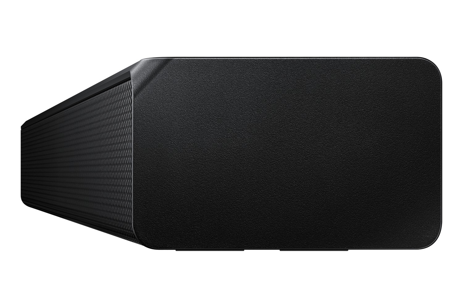 Barra de sonido negra con frontal de malla.