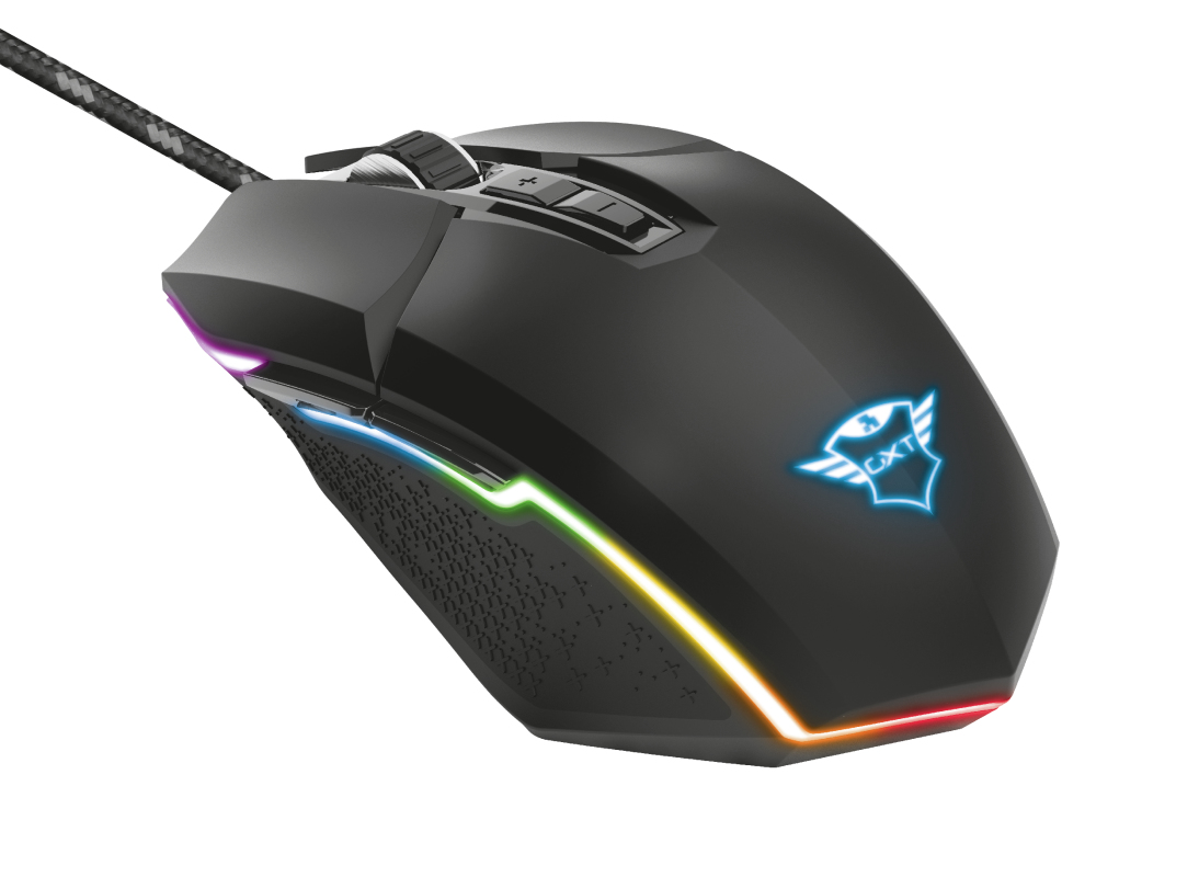 Ratón gaming - Trust GXT 950 Idon RGB, Por cable, 6000 ppp, Botones programables, Negro