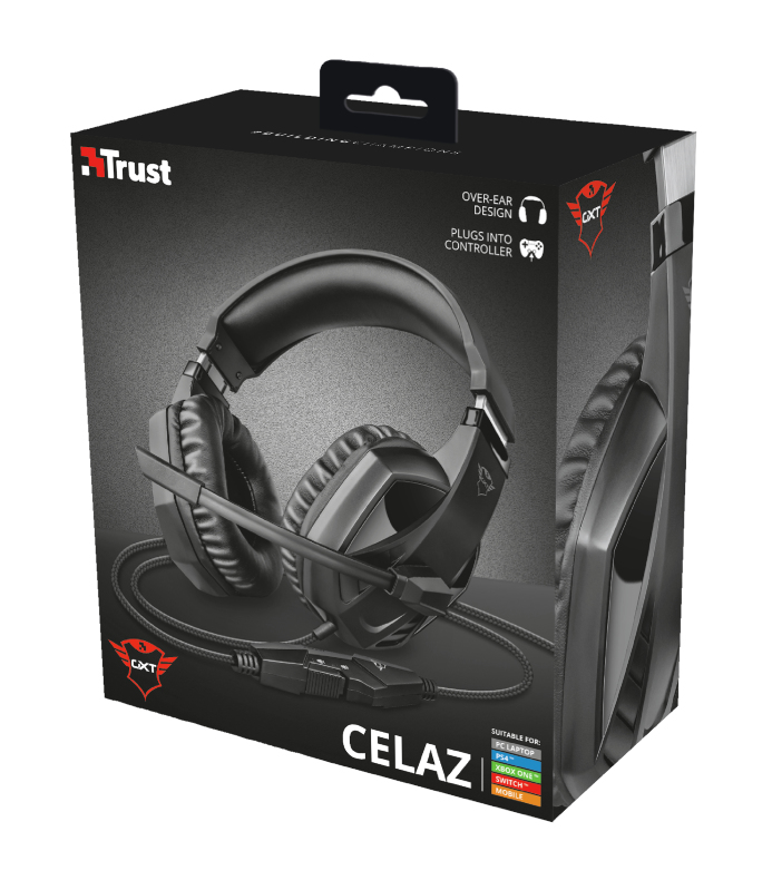 Auriculares gaming - Trust GXT 412 Celaz Multiplatform, Diadema Con Cable , 1 m, Negro