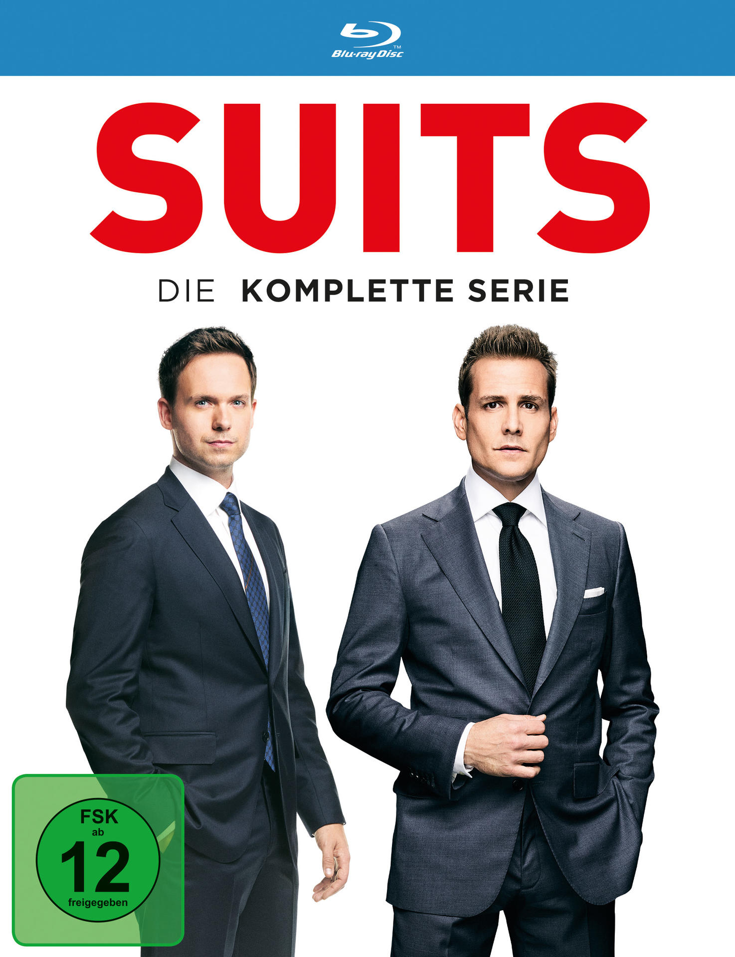 Filmplakat: Zwei Männer in Anzügen. Der Text lautet 'Suits'. Der Hintergrund ist weiß.