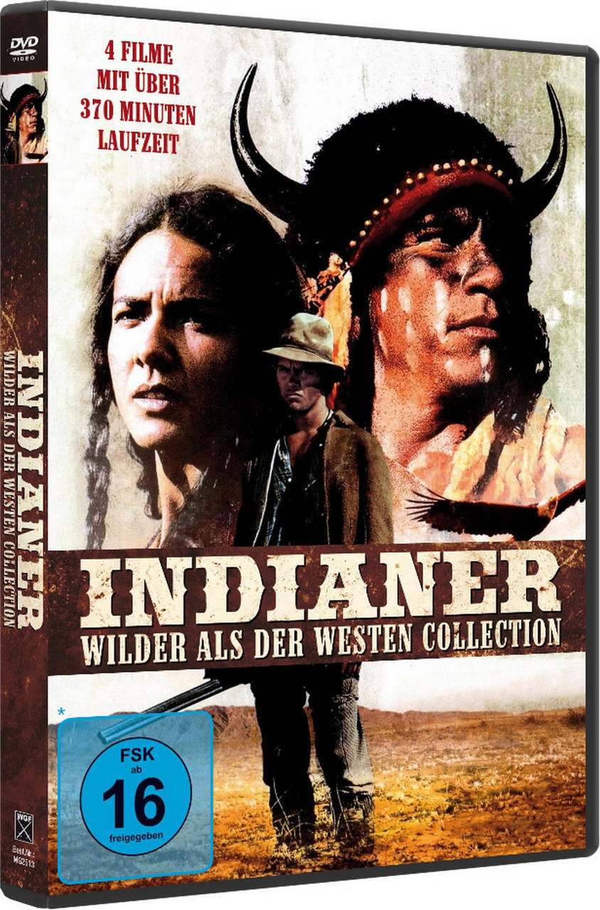 DVD-Cover mit einem indianischen Mann und einer Frau und einem Cowboy in der Mitte.