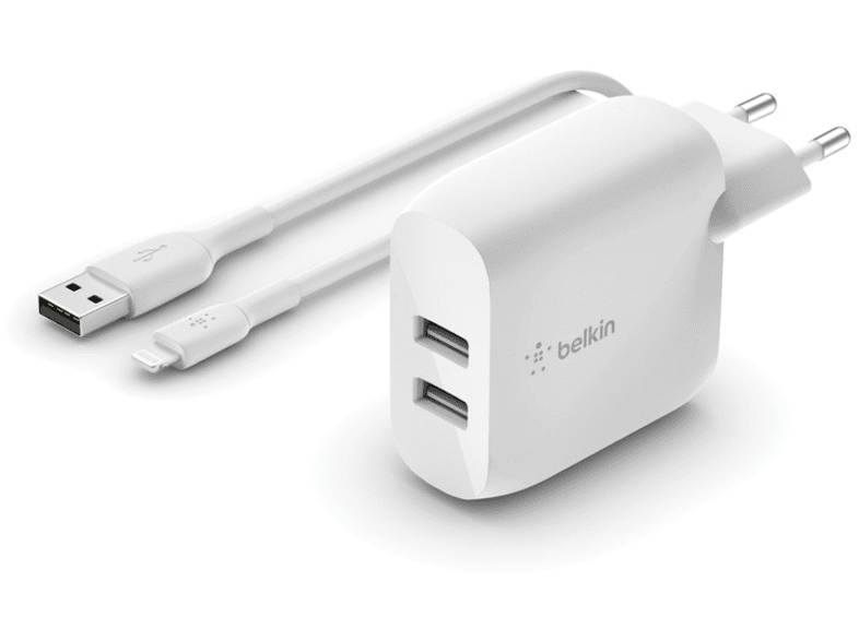 Aanhankelijk audit Definitief BELKIN Dual Wall Charger 24 Watt met PVC USB-A-naar-Lightning-kabel 1 Meter  Wit kopen? | MediaMarkt