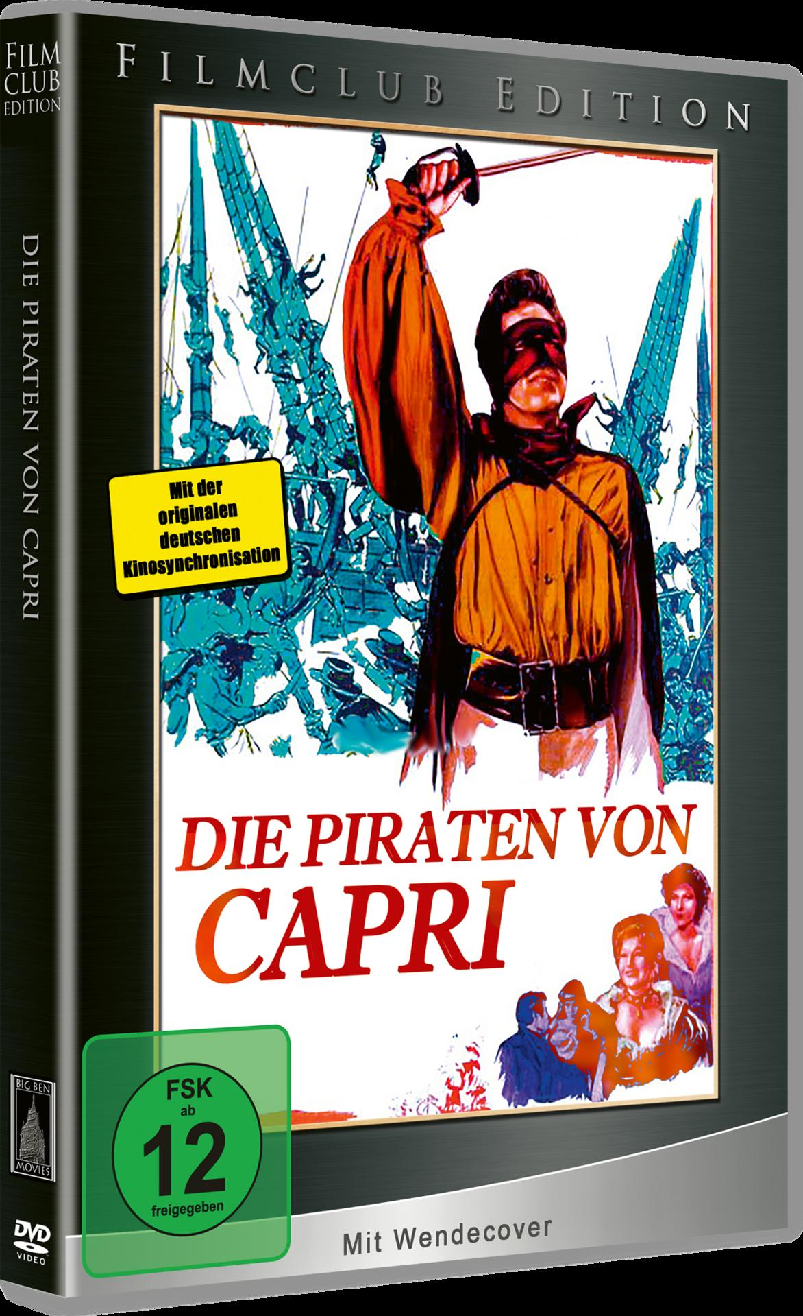 DVD-Cover für Die Piraten von Capri, ein Film mit einem maskierten Mann und weiteren Figuren.